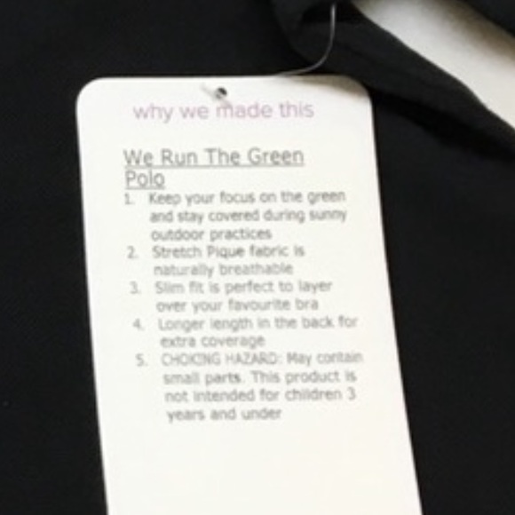 Lululemon Ivivva Girls Black We Run The Green Polo Short Sleeve Top Shirt Sz 7 - Picture 10 of 10